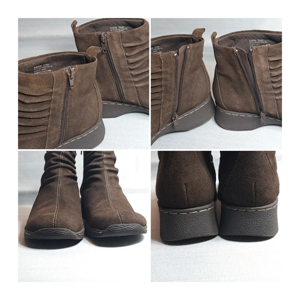 BareTraps Women's‎ Karna Size 9 1/2M Brown Leather Ankle Booties/Shoes Zipper